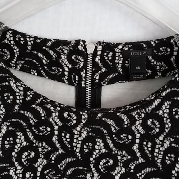 J.Crew Black Paisley Lace Peplum Top Back Showy Zipper 3/4 Sleeves - Picture 3 of 6